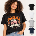 Retro Football Is My Love Language tee model with color choices