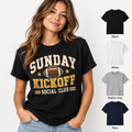 Vintage Sunday Kickoff Social Club tee model with color choices