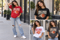 Model wearing HEAT CHECK. OVERTIME ENERGY. on a shirt, shown in several poses and colors.
