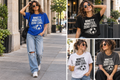 Model wearing NINETY MINUTES. ZERO CHILL. on a shirt, shown in several poses and colors.