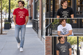 Model mockup for Quest Accepted Sleep Declined Gaming T-Shirt; quote: QUEST ACCEPTED. SLEEP DECLINED.; shown in several poses and colorways.