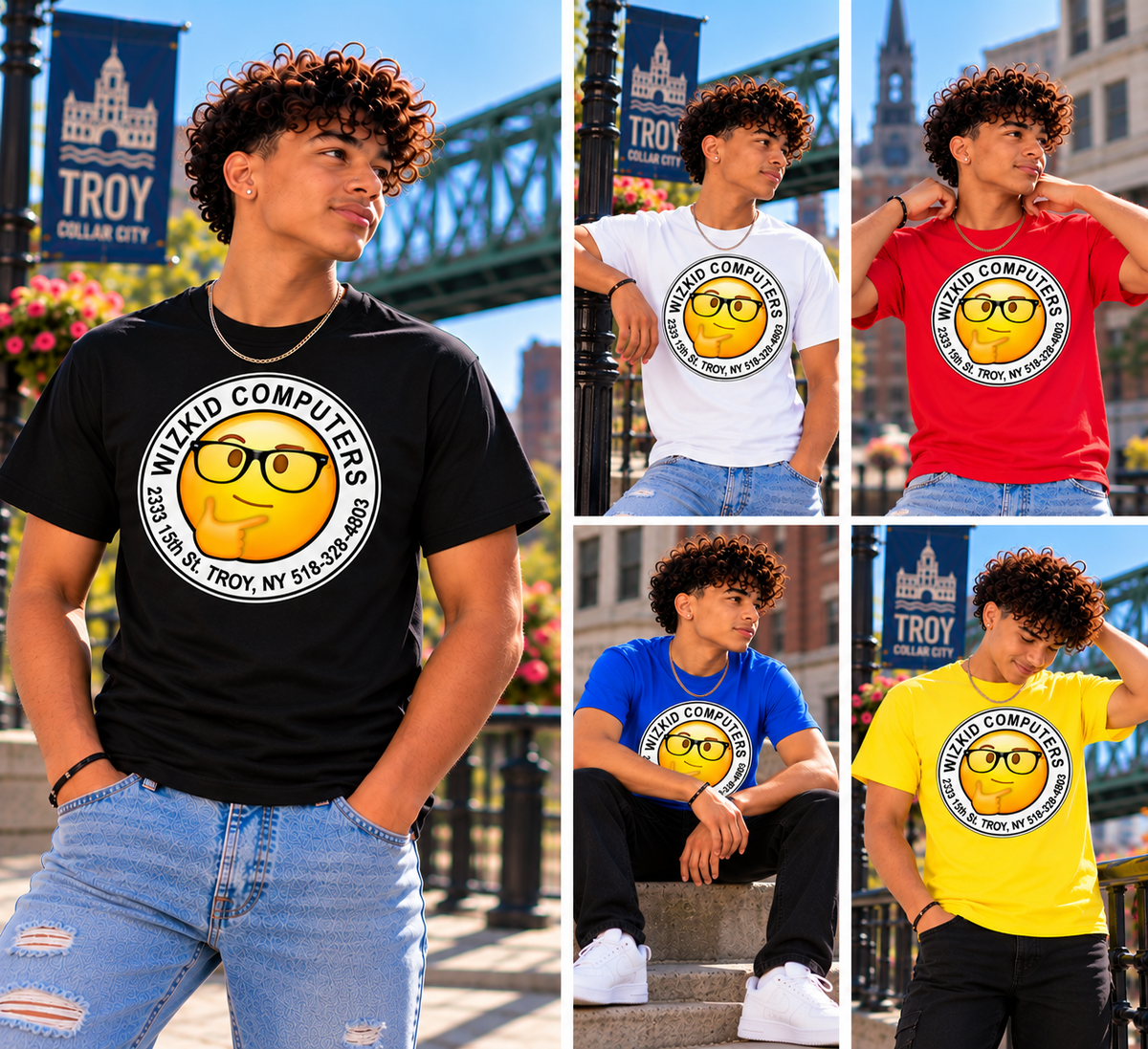 WizKid Original Logo T-shirt shown on model in five colors and different poses